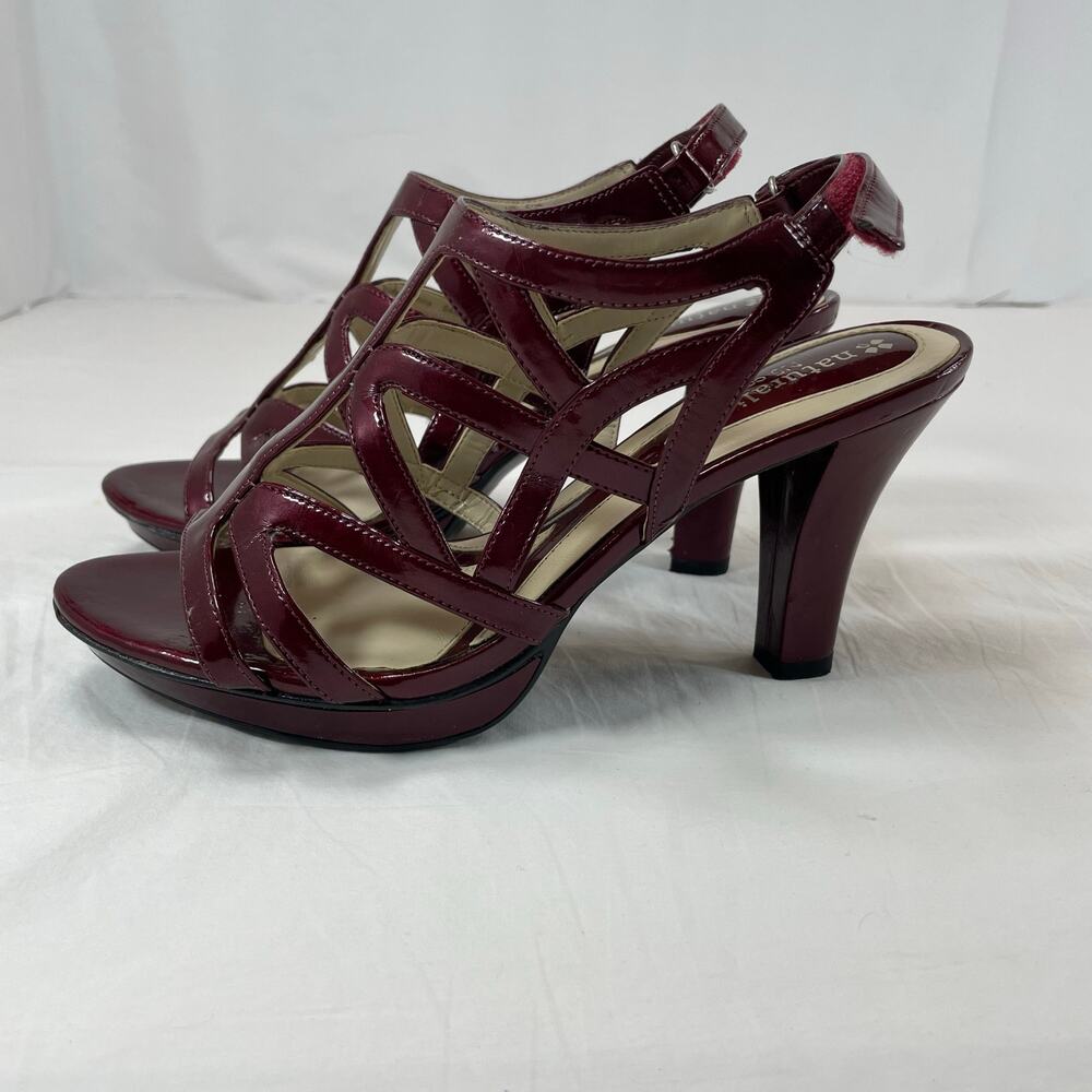 Naturalizer Danya Wine Patent Strappy Platform Sandals Heels Women's Size 7W - Picture 2 of 8